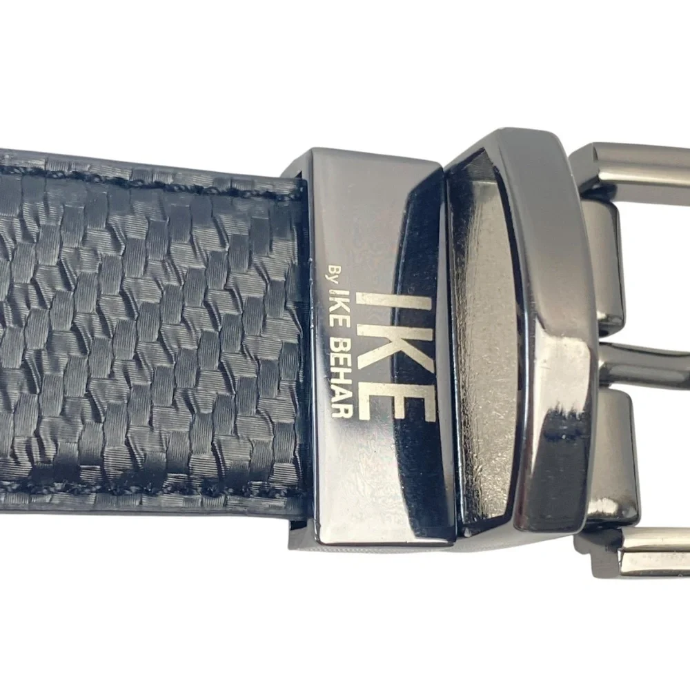 IKE BEHAR Leather Reversible Belt Textured Dressy in Black Size 36